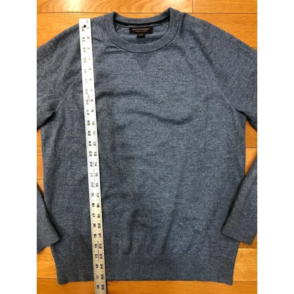 Banana Republic 100% Organic Cotton Crew Neck Blue Sweater Size M